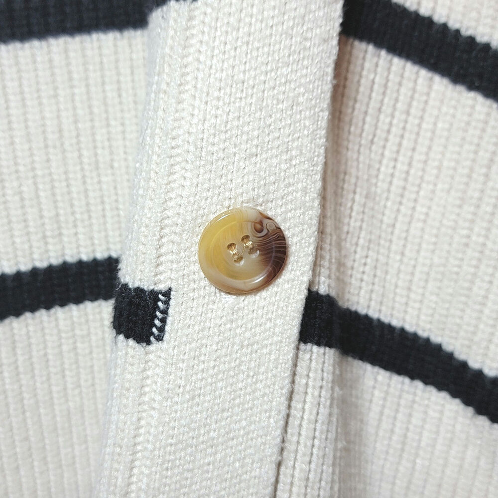 Lillusory Black & Cream Stripe Cardigan Sweater Button Down Relaxed Loose Fit S - Picture 6 of 14